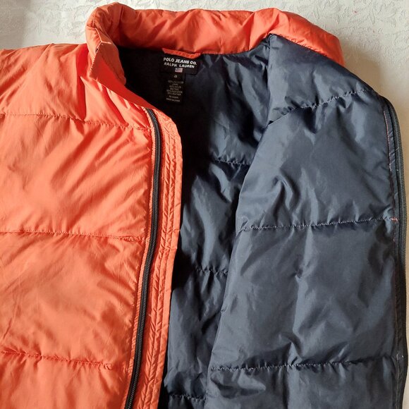 Ralph Lauren Polo Jeans Co Down Vest Boys Sz XL 20 Orange Duck Down - Picture 11 of 12